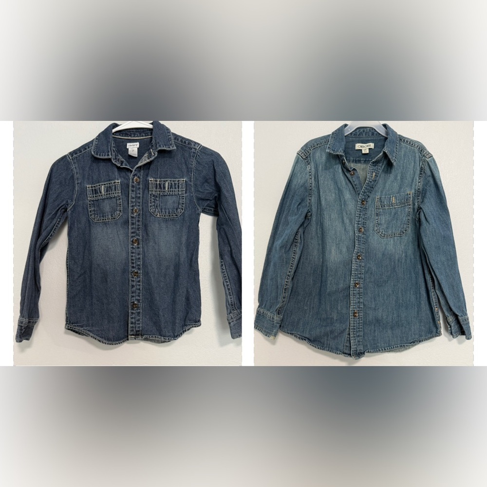 Cherokee Kids Denim Long Sleeve Button Up Shirt Size 6-7